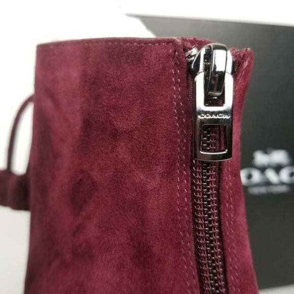 COACH Lena‎ Lux suede lace up heels burgundy size 9 - Picture 5 of 8